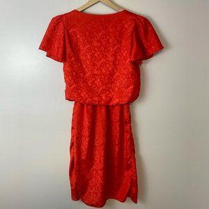 Vintage 80’s red satin draped midi dress